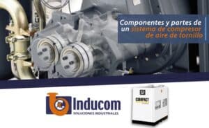 Componentes y partes de un sistema de compresor de aire de tornillo